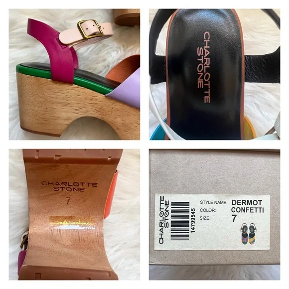 New! CHARLOTTE STONE Dermot Chunky Platform Clog Sandals in Confetti - Picture 15 of 16